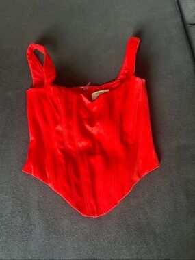 House of CB Vibrant Red Satin Corset Top